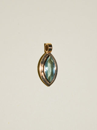 Birth Giver Aquamarine Triple Marquis Cut Charm in Yellow 14k Gold