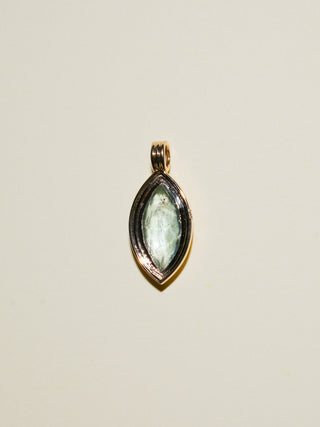 Birth Giver Aquamarine Triple Marquis Cut Charm in Yellow 14k Gold
