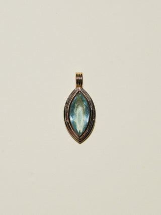 Birth Giver Aquamarine Triple Marquis Cut Charm in Yellow 14k Gold