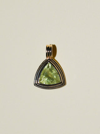 Algae Heliodor Triple Trillion Cut Charm in Yellow 14k Gold
