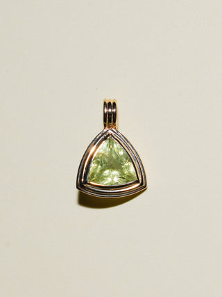 Algae Heliodor Triple Trillion Cut Charm in Yellow 14k Gold