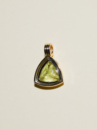 Algae Heliodor Triple Trillion Cut Charm in Yellow 14k Gold