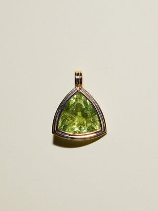 Sprouting Heliodor Triple Trillion Cut Charm in Yellow 14k Gold