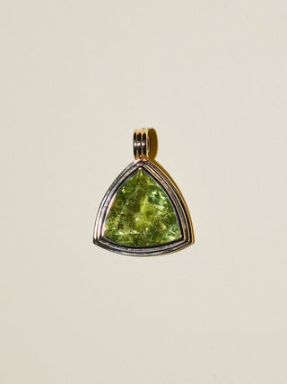 Sprouting Heliodor Triple Trillion Cut Charm in Yellow 14k Gold