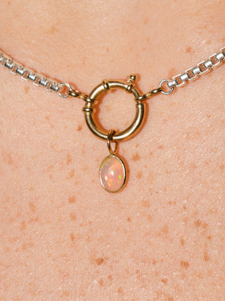 Happy Days Opal Oval Cabochon Charm in Yellow 14k Gold
