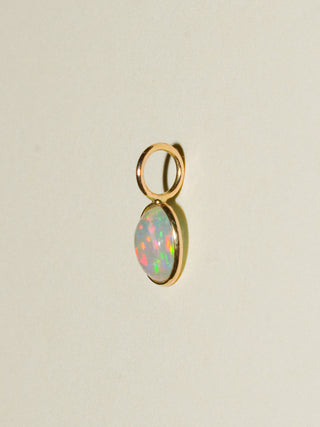 Happy Days Opal Oval Cabochon Charm in Yellow 14k Gold