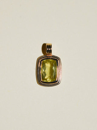 Henrietta Heliodor Triple Cushion Cut Charm in Yellow 14k Gold