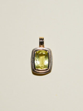 Henrietta Heliodor Triple Cushion Cut Charm in Yellow 14k Gold
