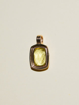 Henrietta Heliodor Triple Cushion Cut Charm in Yellow 14k Gold