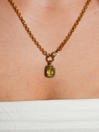 Henrietta Heliodor Triple Cushion Cut Charm in Yellow 14k Gold