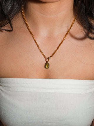 Henrietta Heliodor Triple Cushion Cut Charm in Yellow 14k Gold