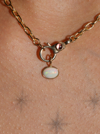 Sisters Opal East to West Oval Cabochon Charm in Yellow 14k Gold