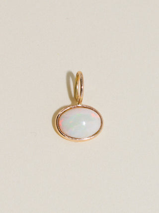 Sisters Opal East to West Oval Cabochon Charm in Yellow 14k Gold