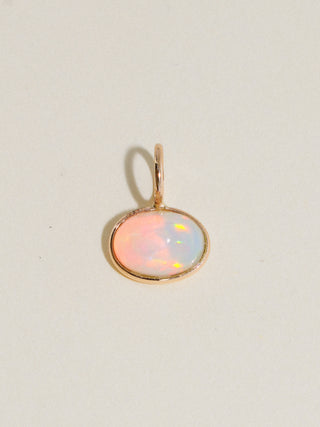 Dragons Egg Opal East to West Oval Cabochon Charm in Yellow 14k Gold