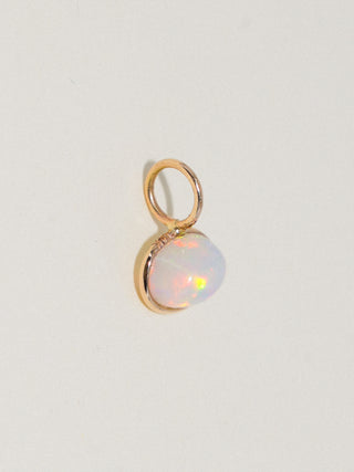 Dragons Egg Opal East to West Oval Cabochon Charm in Yellow 14k Gold