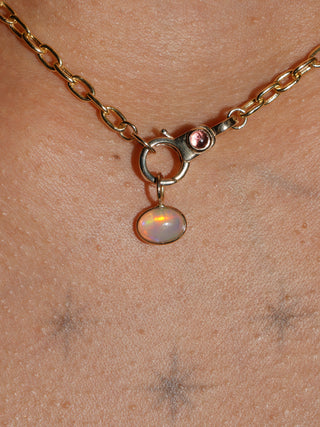 Mystical Magical Opal East to West Oval Cabochon Charm in Yellow 14k Gold