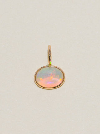 Mystical Magical Opal East to West Oval Cabochon Charm in Yellow 14k Gold