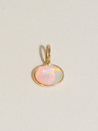 Mystical Magical Opal East to West Oval Cabochon Charm in Yellow 14k Gold