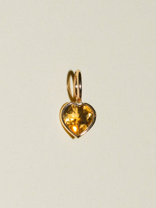 wow! Citrine Heart Cut Charm in Yellow 14k Gold