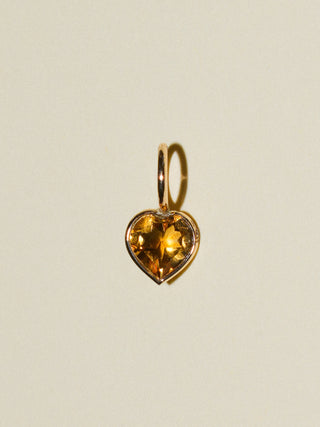 wow! Citrine Heart Cut Charm in Yellow 14k Gold
