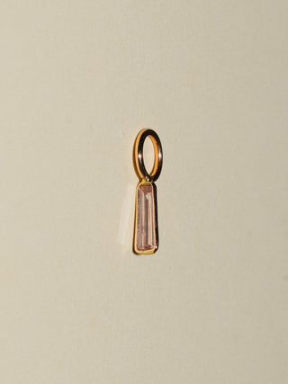 Sun Streaked Ocean Lab Grown Diamond Tapered Baguette Charm in Yellow 14k Gold