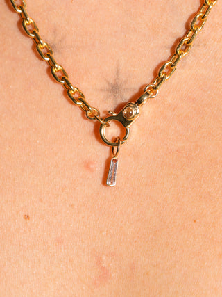 Sun Streaked Ocean Lab Grown Diamond Tapered Baguette Charm in Yellow 14k Gold
