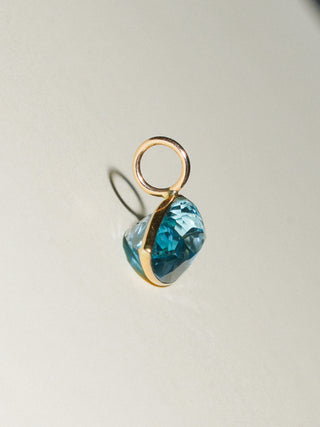 Radar Sky Blue Topaz East West Marquis Charm in Yellow 14k Gold