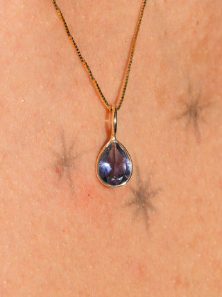 Off the Vine Iolite Teardrop Cut Charm in Yellow 14k Gold
