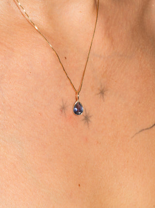 Off the Vine Iolite Teardrop Cut Charm in Yellow 14k Gold