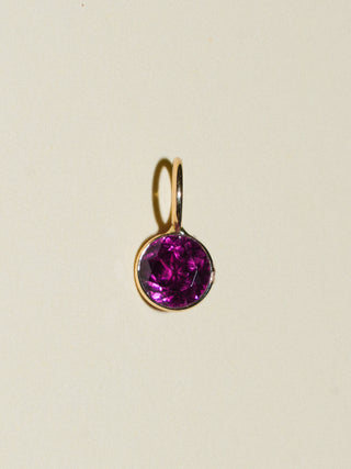 Dottie Rhodolite Round Cut Charm in Yellow 14k Gold