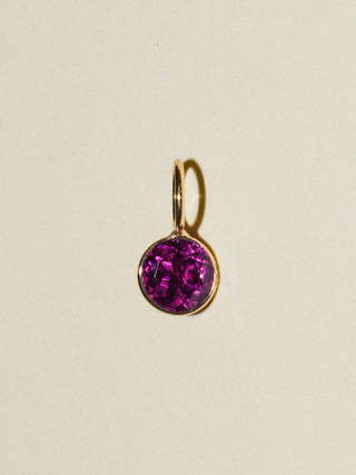 Dottie Rhodolite Round Cut Charm in Yellow 14k Gold