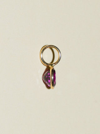 Dottie Rhodolite Round Cut Charm in Yellow 14k Gold