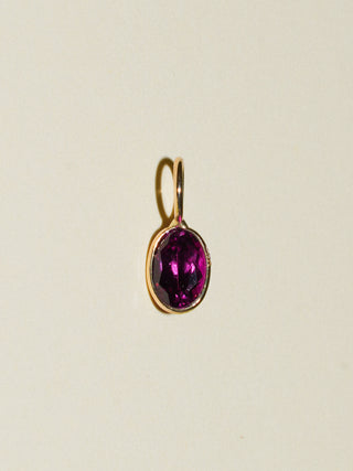 Double Rhodolite Oval Cut Charm in Yellow 14k Gold