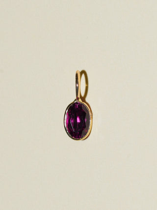 Double Rhodolite Oval Cut Charm in Yellow 14k Gold