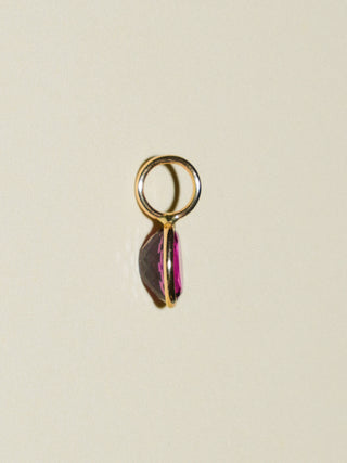 Double Rhodolite Oval Cut Charm in Yellow 14k Gold