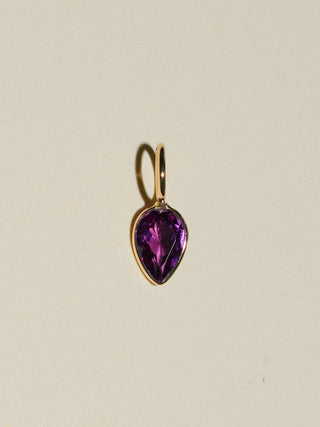 Casino Royale Rhodolite Inverted Pear Cut Charm in Yellow 14k Gold