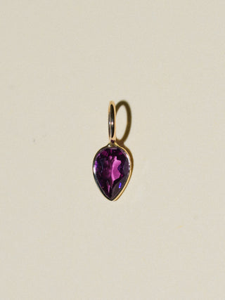 Casino Royale Rhodolite Inverted Pear Cut Charm in Yellow 14k Gold