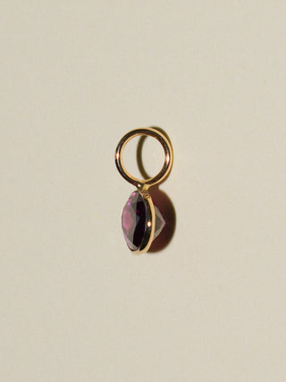 Vino Mi Amor Rhodolite East West Oval Cut Charm in Yellow 14k Gold