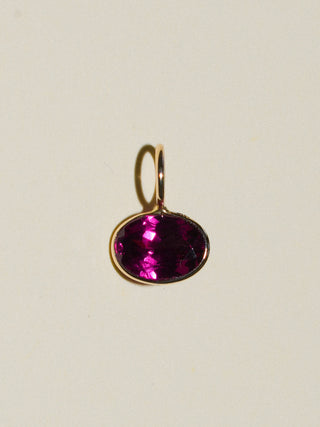 Vino Mi Amor Rhodolite East West Oval Cut Charm in Yellow 14k Gold
