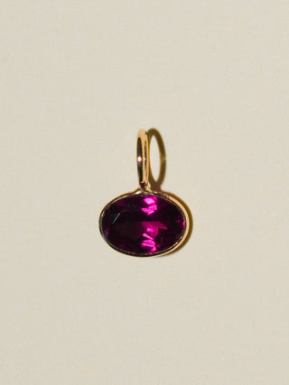 Vino Mi Amor Rhodolite East West Oval Cut Charm in Yellow 14k Gold