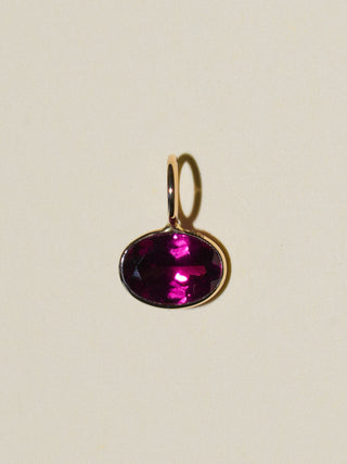 Vino Mi Amor Rhodolite East West Oval Cut Charm in Yellow 14k Gold