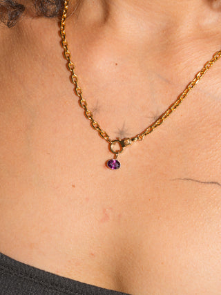Vino Mi Amor Rhodolite East West Oval Cut Charm in Yellow 14k Gold