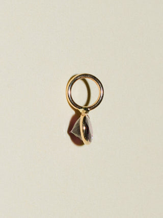 Trouble Rhodolite East West Oval Cut Charm in Yellow 14k Gold