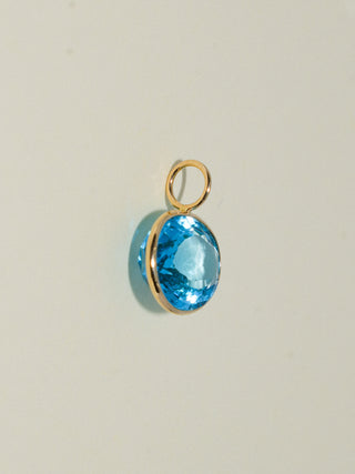 Pool Party Swiss Blue Topaz East West Oval Cut Charm in Yellow 14k Gold
