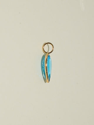 Ice Pick Swiss Blue Topaz Inverted Pear Cut Charm in Yellow 14k Gold