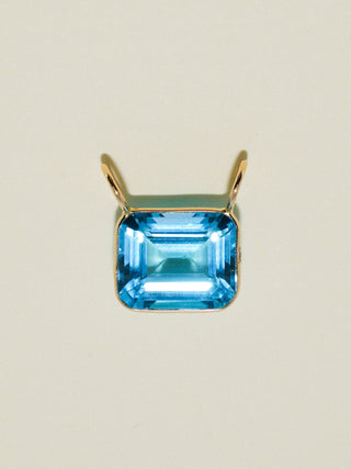 C ya Cindy Swiss Blue Topaz Gemela East West Cushion Cut Charm in Yellow 14k Gold