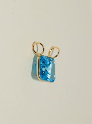 C ya Cindy Swiss Blue Topaz Gemela East West Cushion Cut Charm in Yellow 14k Gold