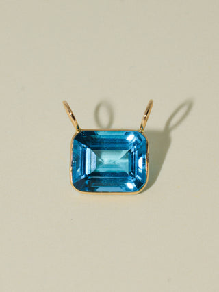 C ya Cindy Swiss Blue Topaz Gemela East West Cushion Cut Charm in Yellow 14k Gold