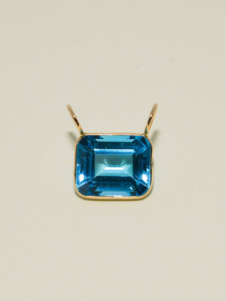 C ya Cindy Swiss Blue Topaz Gemela East West Cushion Cut Charm in Yellow 14k Gold