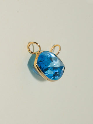 Alien Swiss Blue Topaz Gemela East West Marquis Charm in Yellow 14k Gold